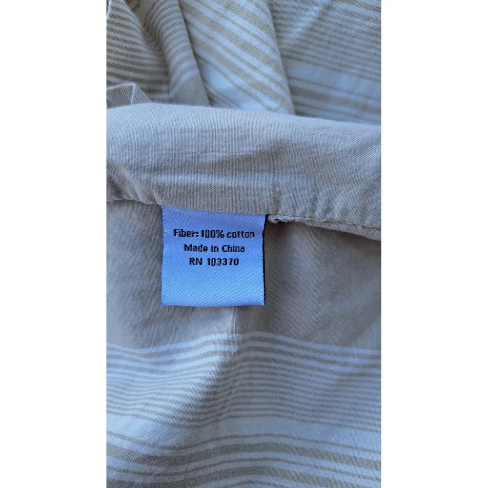 Beige Striped 100% Cotton Queen Duvet Cover Button Closure 92 X 88